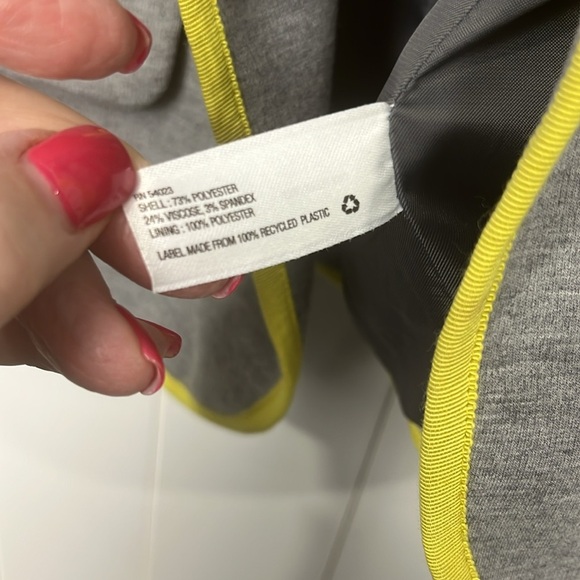 Gap The Academy Blazer 6 Gray/Yellow Double Knit Ponte Ribbon Contrast Stylish - Picture 9 of 12